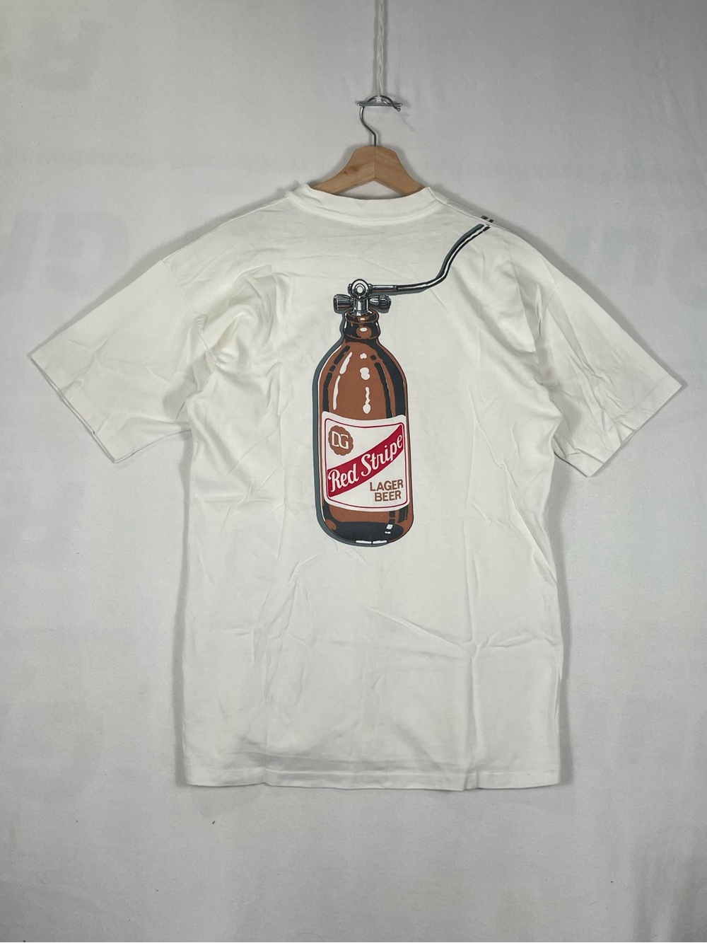 Vintage Red Stripe Lager Beer Jamaica Hefty T shirt Single Stitch Sz L